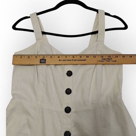 Madewell Linen Cotton Blend Cream Button-Front Dress Sz 6 - Picture 3 of 6